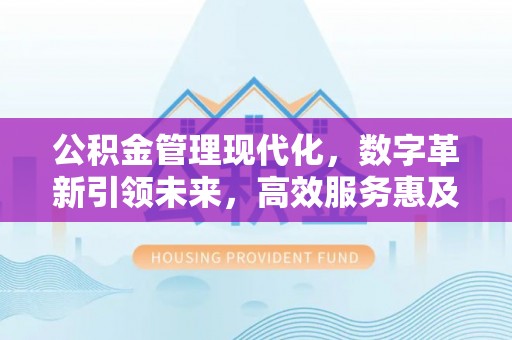 夷陵公积金管理现代化，数字革新引领未来，高效服务惠及民生