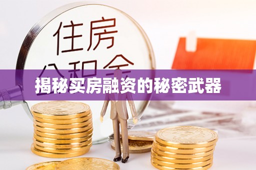夷陵揭秘买房融资的秘密武器